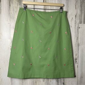Brooks Brothers 346 Skirt Green Stretch with Beach Umbrella Chair A Line Sz 12